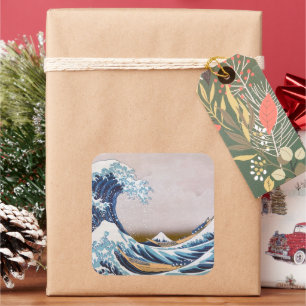 Tsunami-Welle vor Kanagawa Japan von Hokusai Quadratischer Aufkleber