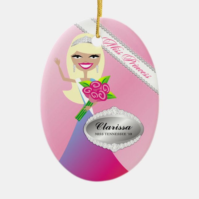 TT-Fräulein Prinzessin Blonde Custom Foto Keramikornament (Vorne)