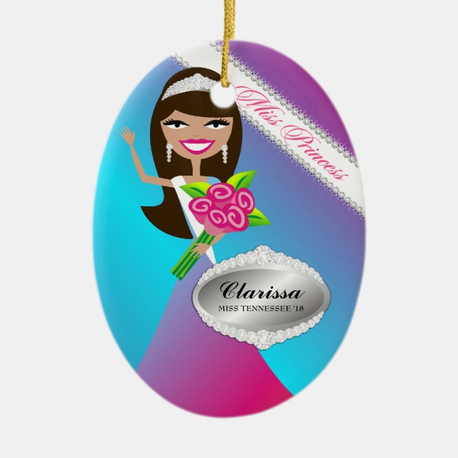 TT-Fräulein Prinzessin Brunette Custom Foto Keramikornament (Vorne)