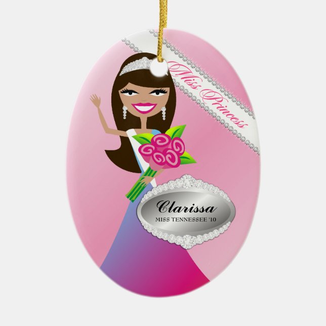 TT-Fräulein Prinzessin Brunette Custom Foto Keramikornament (Vorne)