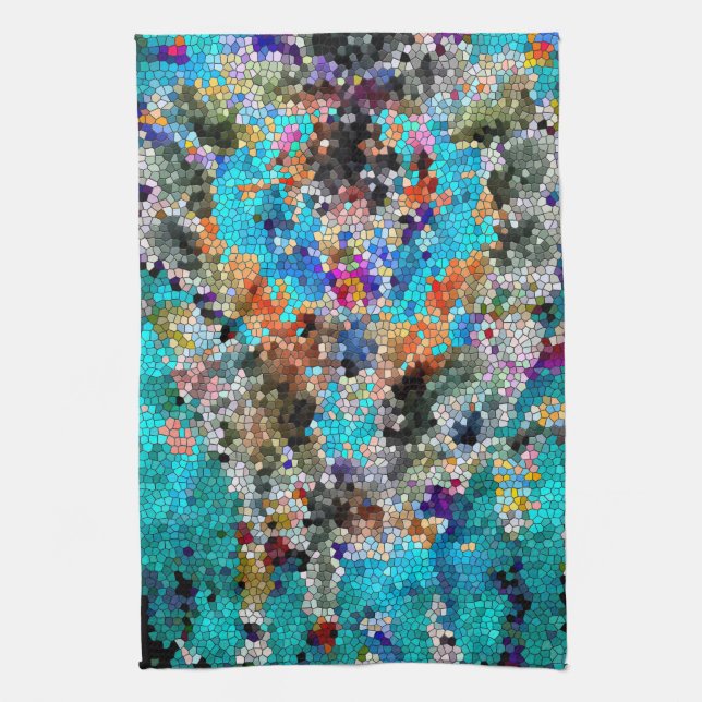 TTEQOTGCubismusINV SGDRKDP BLAU Geschirrtuch (Vertikal)