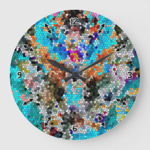 TTEQOTGCubismusINV SGDRKDP BLAU Große Wanduhr
