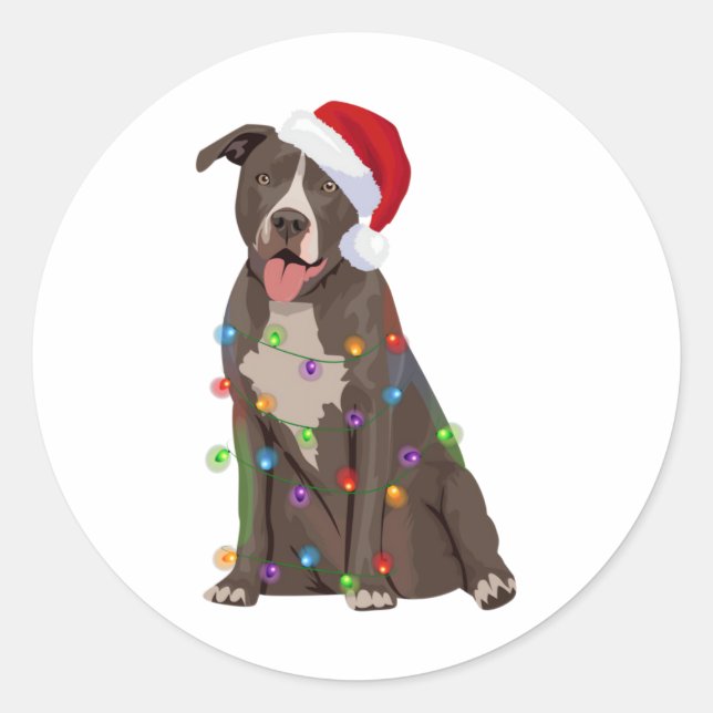 Ttie Tbull Christmas Lights Xmas Dog Lover  Runder Aufkleber (Vorderseite)