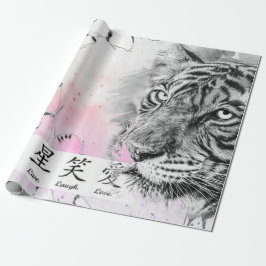 TTIGER UND SCHALTFLÄCHEN IN PINK GESCHENKPAPIER