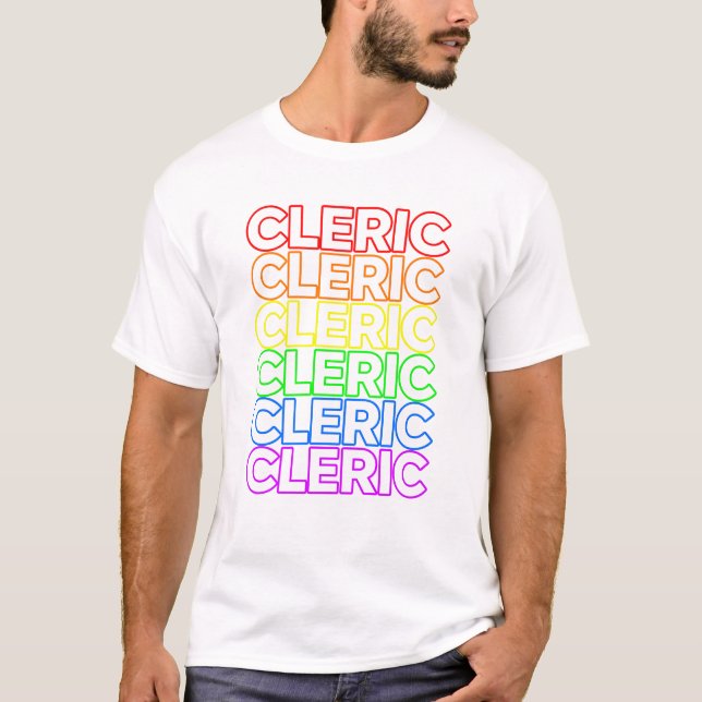 TTRPG Cleric Class Rainbow LGBT Prix T-Shirt (Vorderseite)