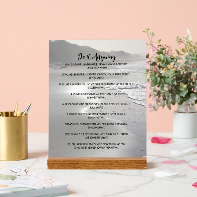 Tu es auf jeden Fall Misty Ocean Beach Acrylschild (Hochzeit)