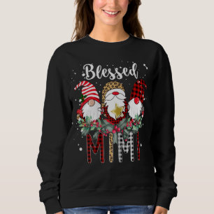 Tu gesegnete Mimi Christmas Leopard Buffalo Karier Sweatshirt
