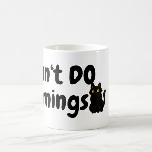 Tu keinen Morgen. Müde.. Schwarze Katze Kaffeetasse
