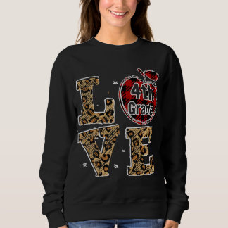 Tu Liebe Leopard Kariert 4. Klasse BAck to School Sweatshirt