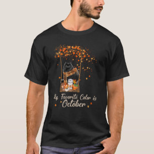 Tu meine Lieblingsfarbe ist Oktober schwarzen Katz T-Shirt