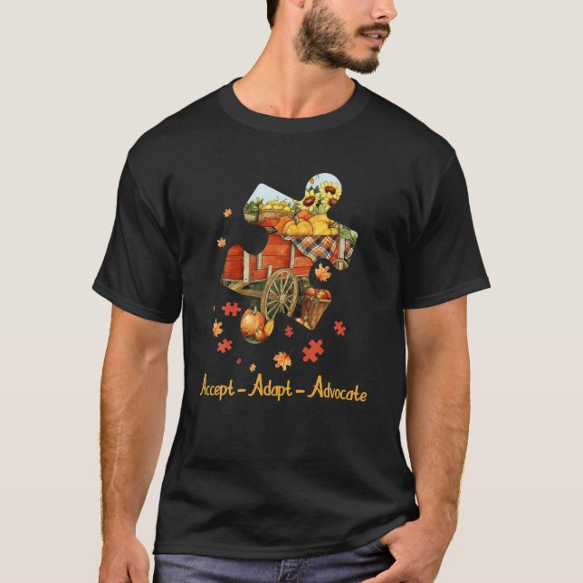 Tu Puzzle Autismus Bewusstsein Pumpkin Sonnenblume T-Shirt (Vorderseite)