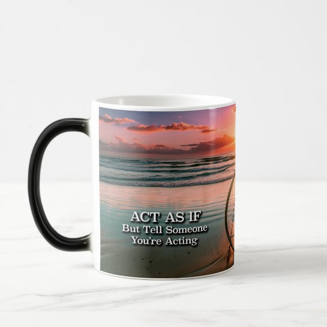 Tu so, als ob Erholung Slogan Sunrise Tasse (Links)