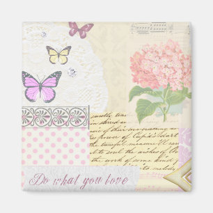 Tu, was du liebst - Rosa und Creme Mädchen-Collage Magnet