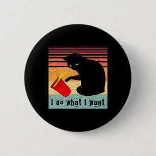 Tu, was ich Vintage Black Cat Red Cup Funny Gewoll Button