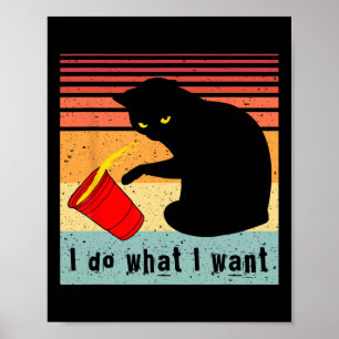 Tu, was ich Vintage Black Cat Red Cup Funny Gewoll Poster