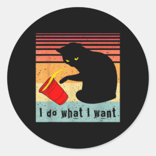Tu, was ich Vintage Black Cat Red Cup Funny Gewoll Runder Aufkleber