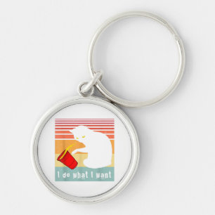 Tu, was ich Vintage Black Cat Red Cup Funny Gewoll Schlüsselanhänger