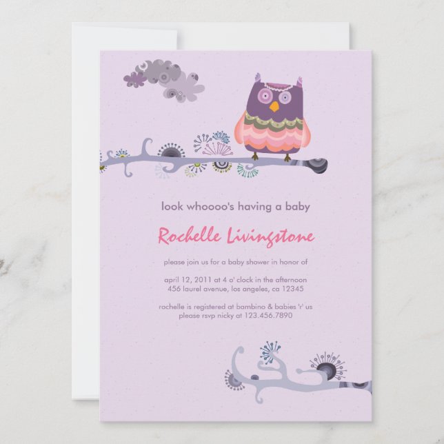 Tu whooo whooo Baby Shower Einladung (Vorderseite)