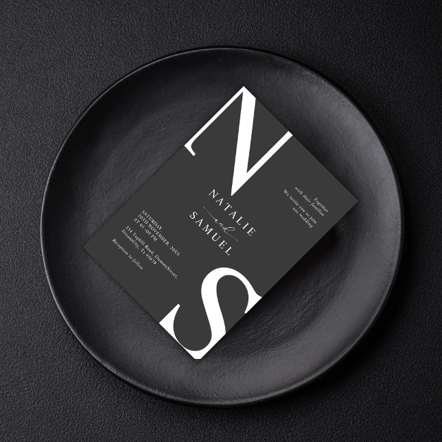 Tuatara Minimalistisch & elegant kühne erste Hochz Einladung (Von Creator hochgeladen)