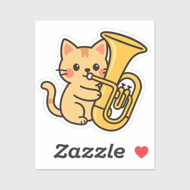 Tuba Cat Marching Style Aufkleber (Blatt)