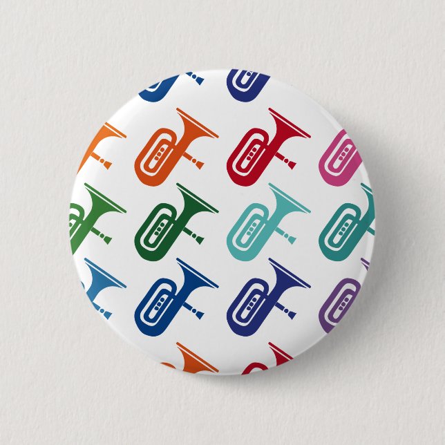 Tuba Colorful Fun Array Music T - Shirt Button (Vorderseite)