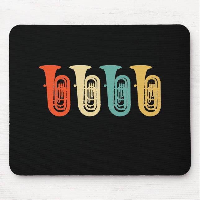 Tuba-Geschenk, Retro-Tuba-Spieler, Orchester Mousepad (Vorne)