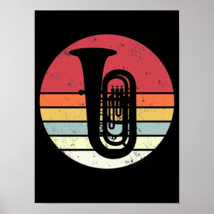 Tuba-Geschenk, Retro-Tuba-Spieler, Orchester Poster