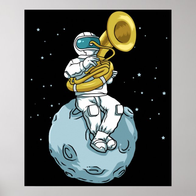 Tuba Gift Astronaut Marching Band Music Sousaphon Poster (Vorne)