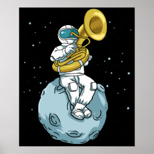 Tuba Gift Astronaut Marching Band Music Sousaphon Poster