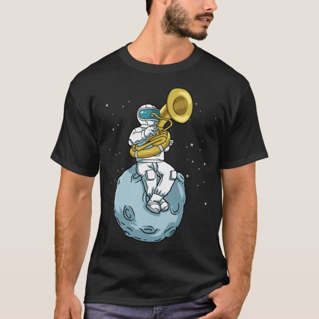 Tuba Gift Astronaut Marching Band Music Sousaphon T-Shirt (Vorderseite)
