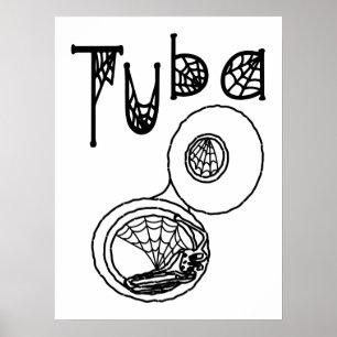 Tuba Halloween Cobwebs Poster