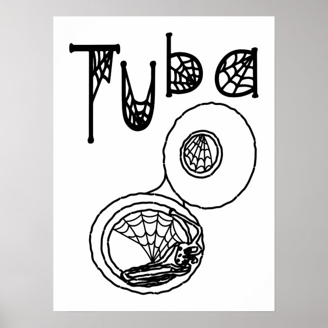 Tuba Halloween Cobwebs Poster (Vorne)