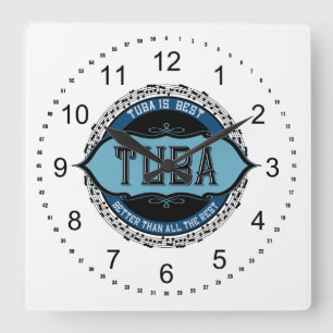 Tuba Ist Best Black Music Notes Quadratische Wanduhr
