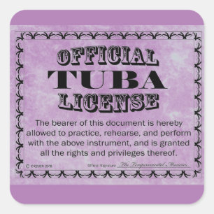 Tuba License Square Aufkleber