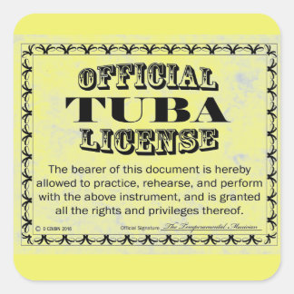 Tuba License Square Aufkleber