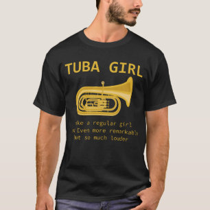 Tuba-Mädchenlustiger Tuba-Spieler-marschierendes T-Shirt