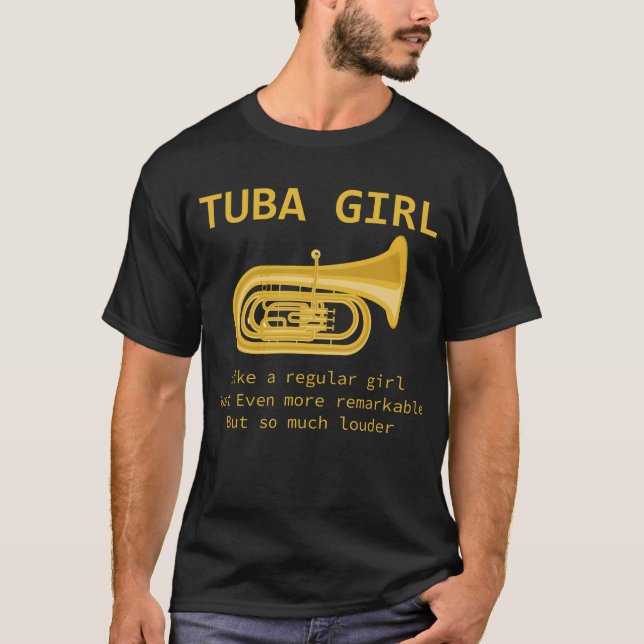 Tuba-Mädchenlustiger Tuba-Spieler-marschierendes T-Shirt (Vorderseite)