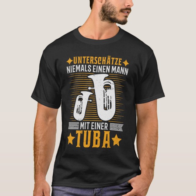 Tuba Mann Blasorchester Tubaspieler Tubist T-Shirt (Vorderseite)