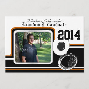 Tuba Marching Band Abschluss Foto Orange Einladung