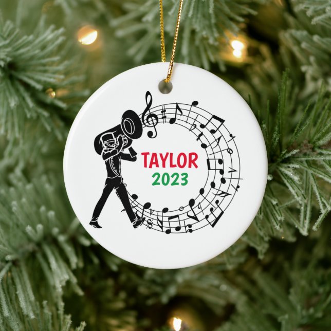 Tuba Marching Band Weihnachtsdekoration Keramik Ornament (Baum)