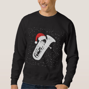 Tuba mit dem Hut des Weihnachtsmanns für Musiker W Sweatshirt