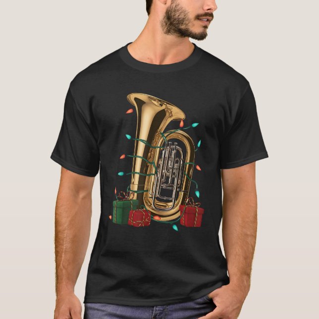 Tuba Music Lover Xmas Lighting Santa Musical Tuba  T-Shirt (Vorderseite)