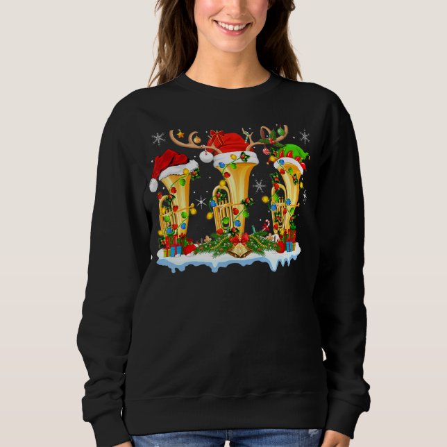 Tuba Music Xmas Licht Funny Tuba Weihnachten Sweatshirt (Vorderseite)
