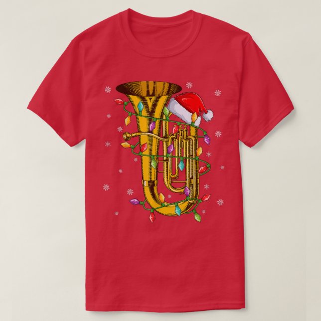 Tuba Music Xmas Lighting Matching Santa Hat Tuba C T-Shirt (Design vorne)