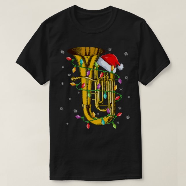 Tuba Music Xmas Lighting Matching Weihnachtsmannmü T-Shirt (Design vorne)