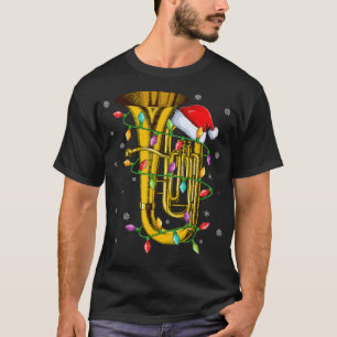 Tuba Music Xmas Lighting Matching Weihnachtsmannmü T-Shirt