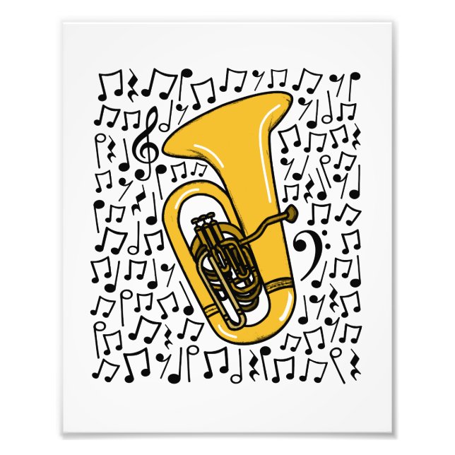 Tuba Musical Notes Tubaist Brass Musician Fotodruck (Vorne)