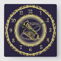 Tuba Musical Scroll ~ Gold und Navy Blue ~