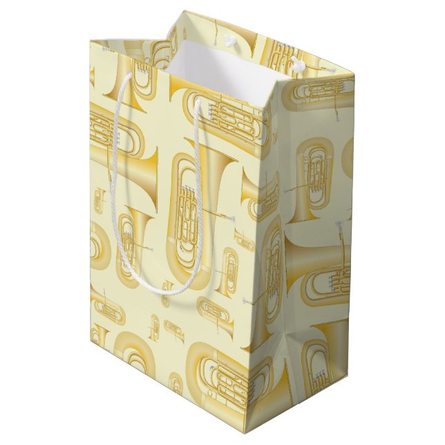 Tuba Musician Band Teacher Medium Geschenktasche Mittlere Geschenktüte (Rückseite Schrägansicht)