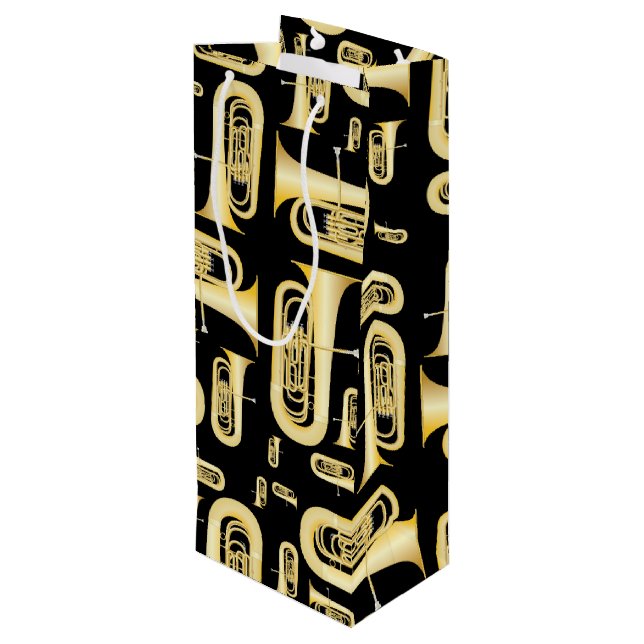 Tuba Musician Band Teacher Weinbeutel Geschenktüte Für Weinflaschen (Rückseite Schrägansicht)